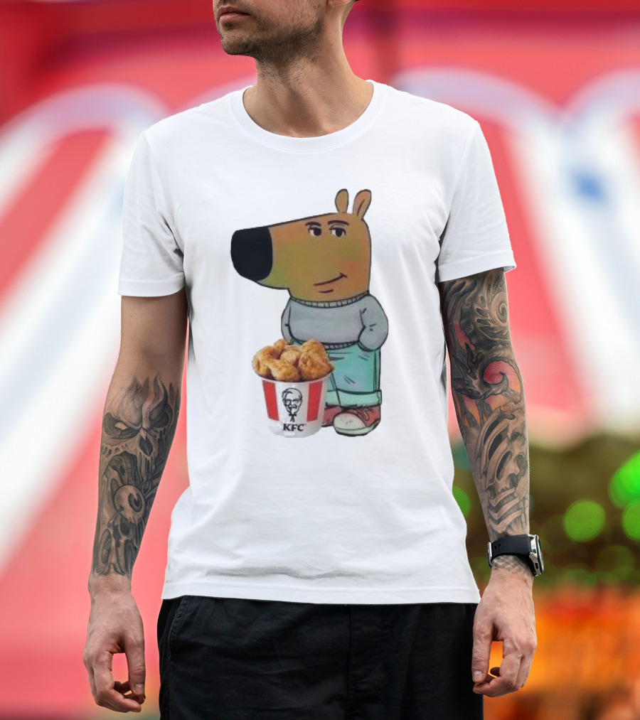 Chill Guy Dog Smiling With KFC Bucket T-Shirt