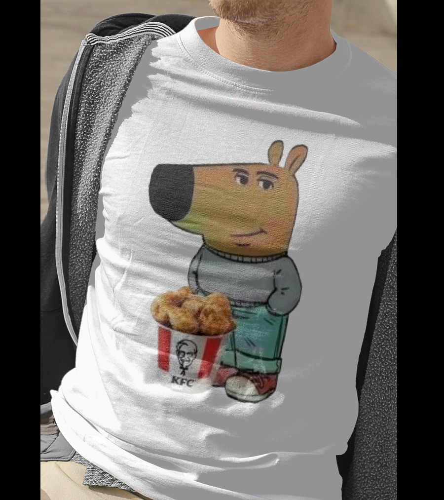 Chill Guy Dog Smiling With KFC Bucket T-Shirt