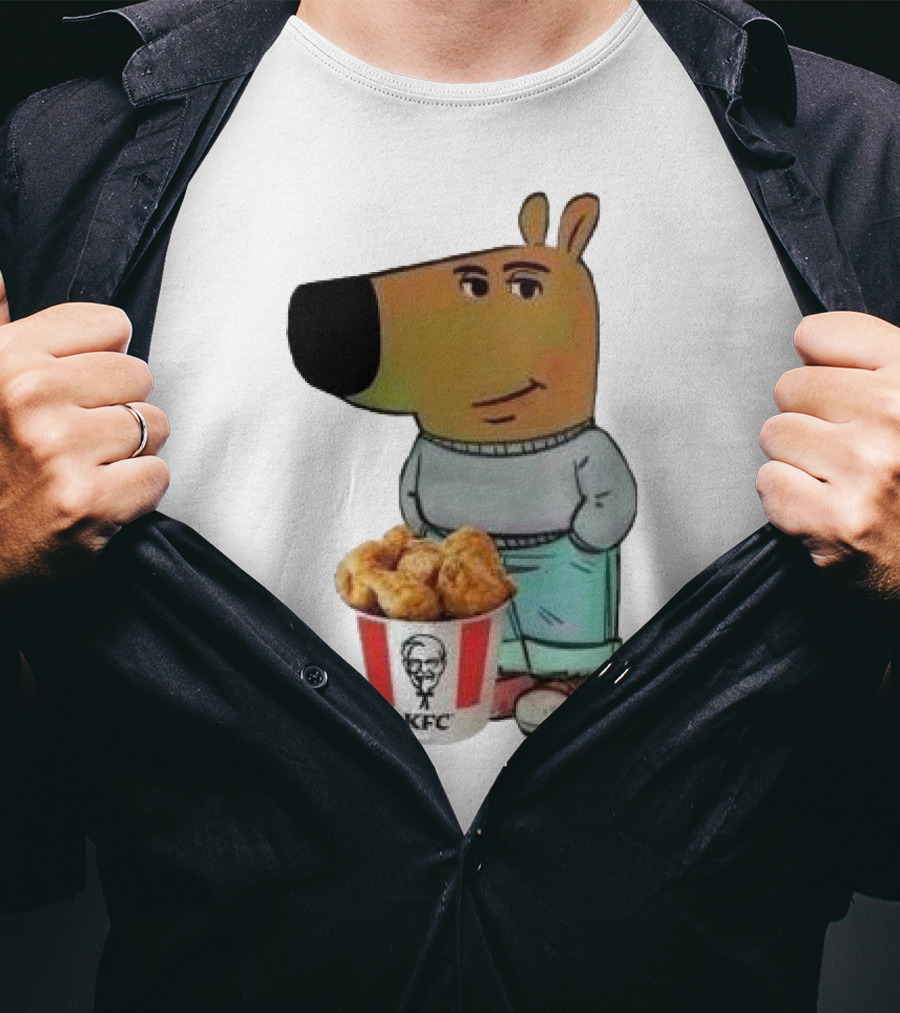 Chill Guy Dog Smiling With KFC Bucket T-Shirt