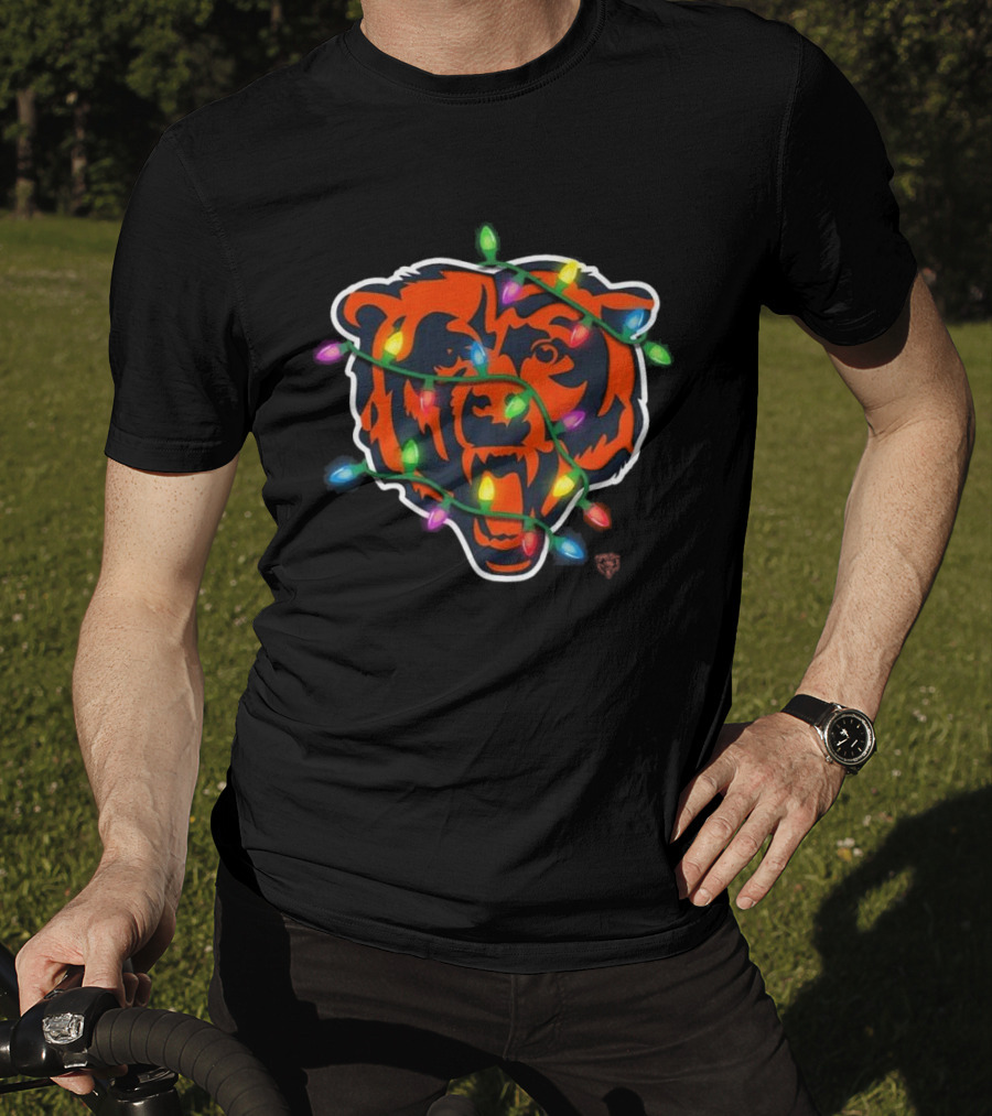 Chicago Bears Festive Holiday Lights T-Shirt