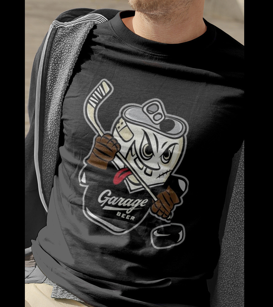 Garage Beer Can Hockey Player T-Shirt
