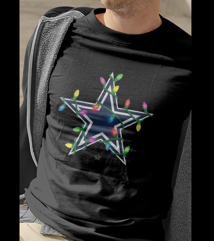 Dallas Cowboys Star With Holiday Lights T-Shirt