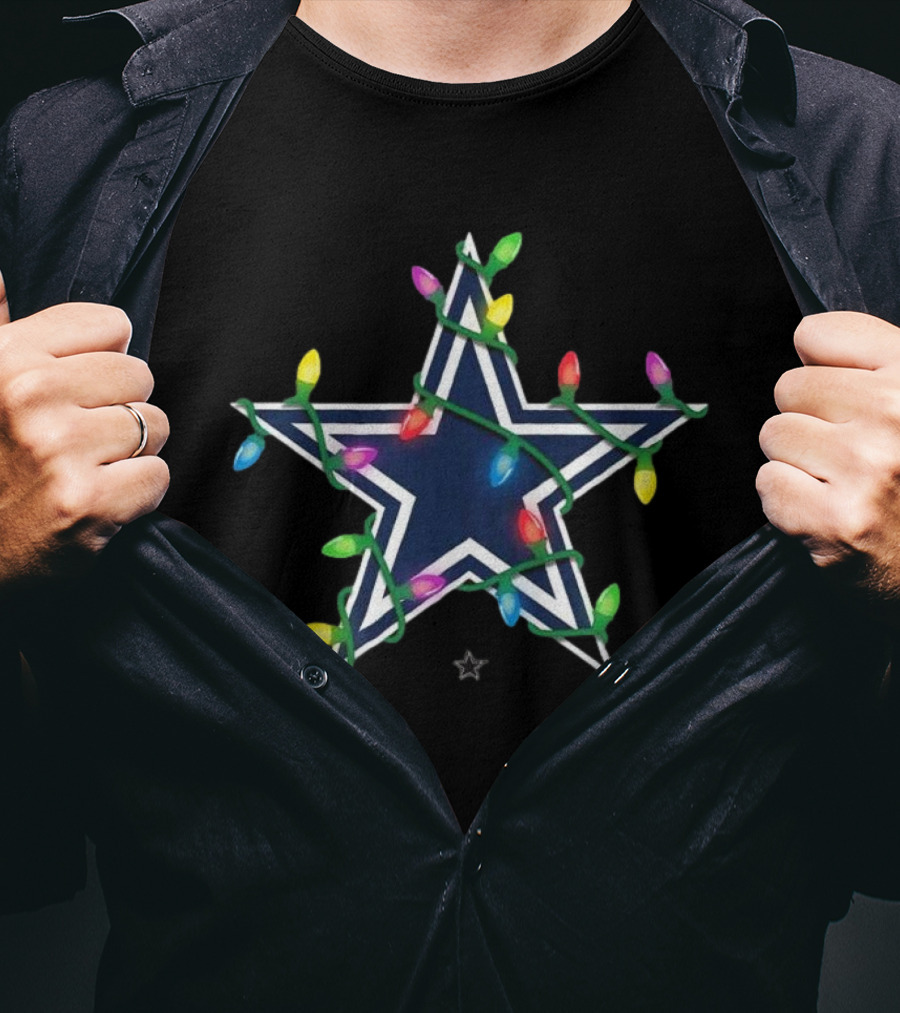 Dallas Cowboys Star With Holiday Lights T-Shirt