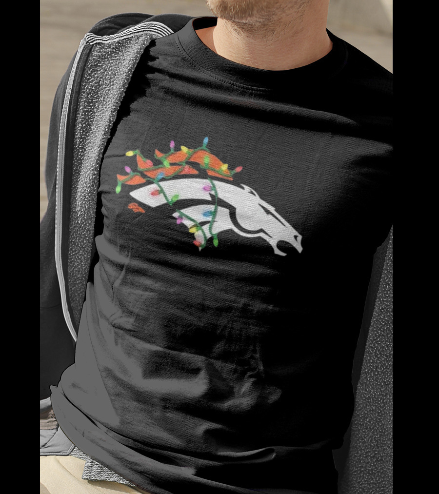 Denver Broncos Holiday Lights Logo T-Shirt