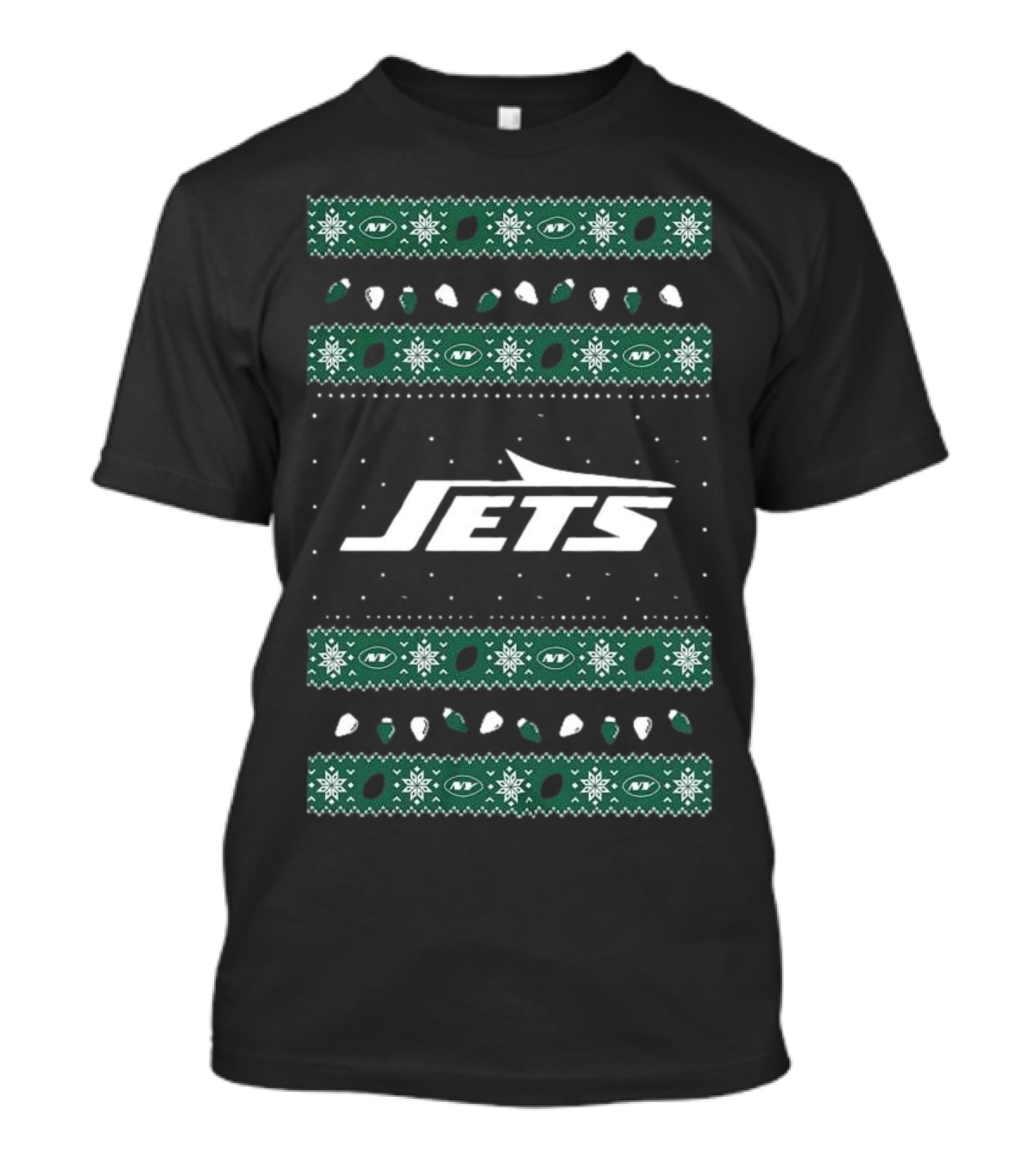 New York Jets Ugly Holiday Lights T-Shirt