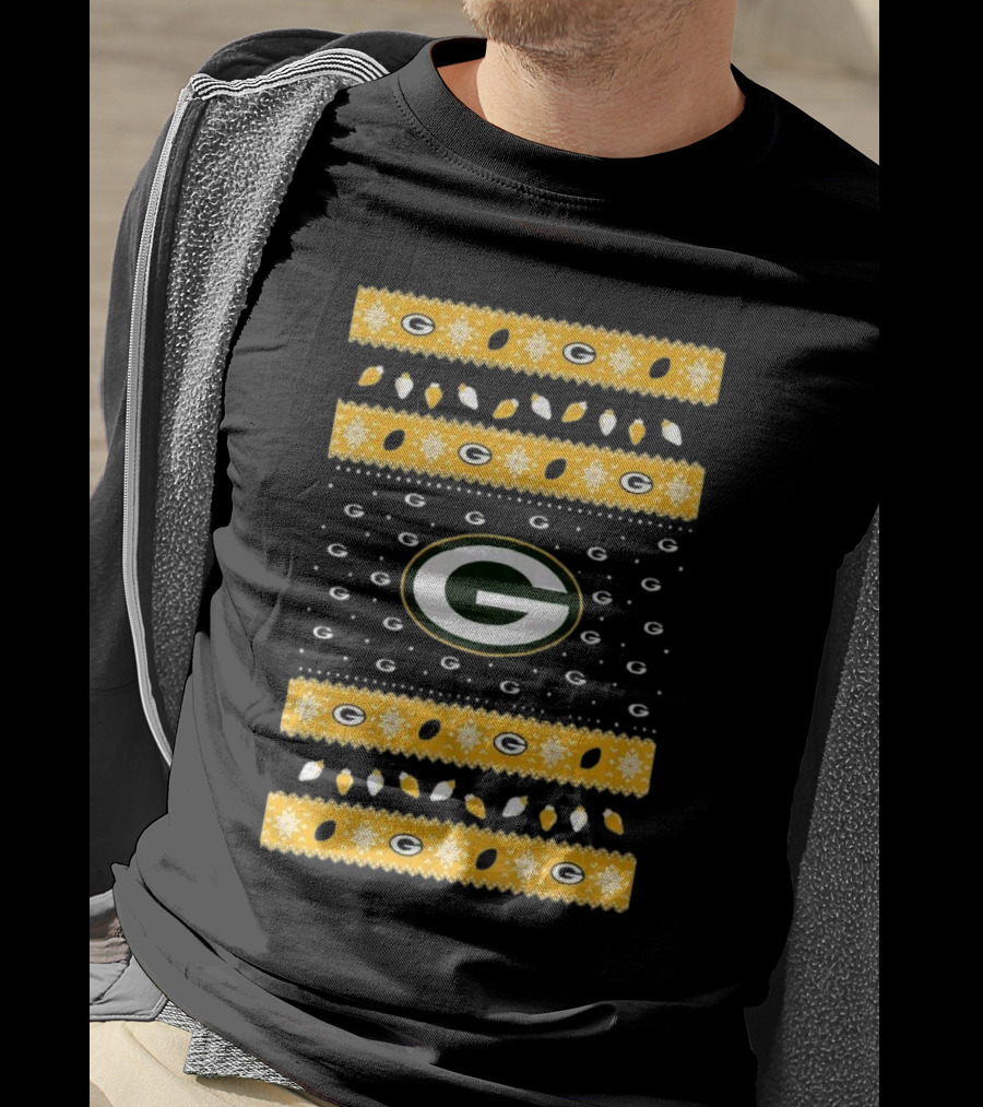Green Bay Packers Holiday Lights Ugly Sweater T-Shirt
