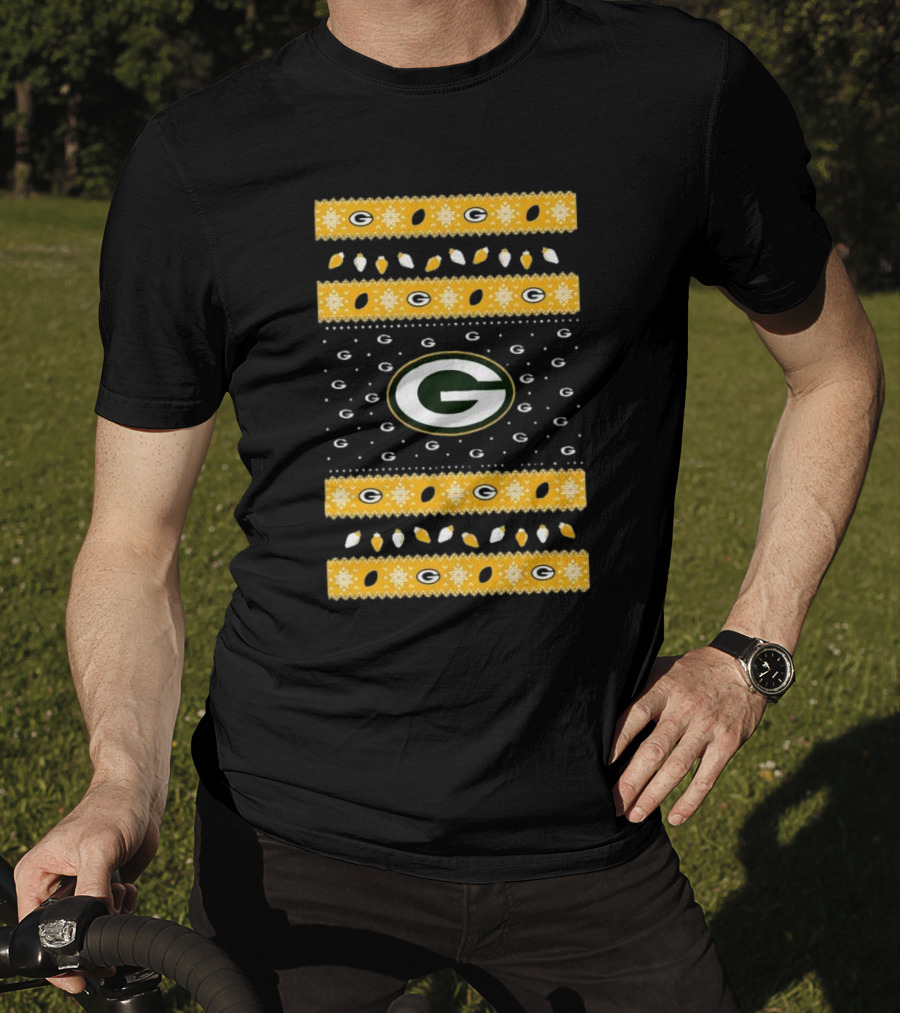 Green Bay Packers Holiday Lights Ugly Sweater T-Shirt