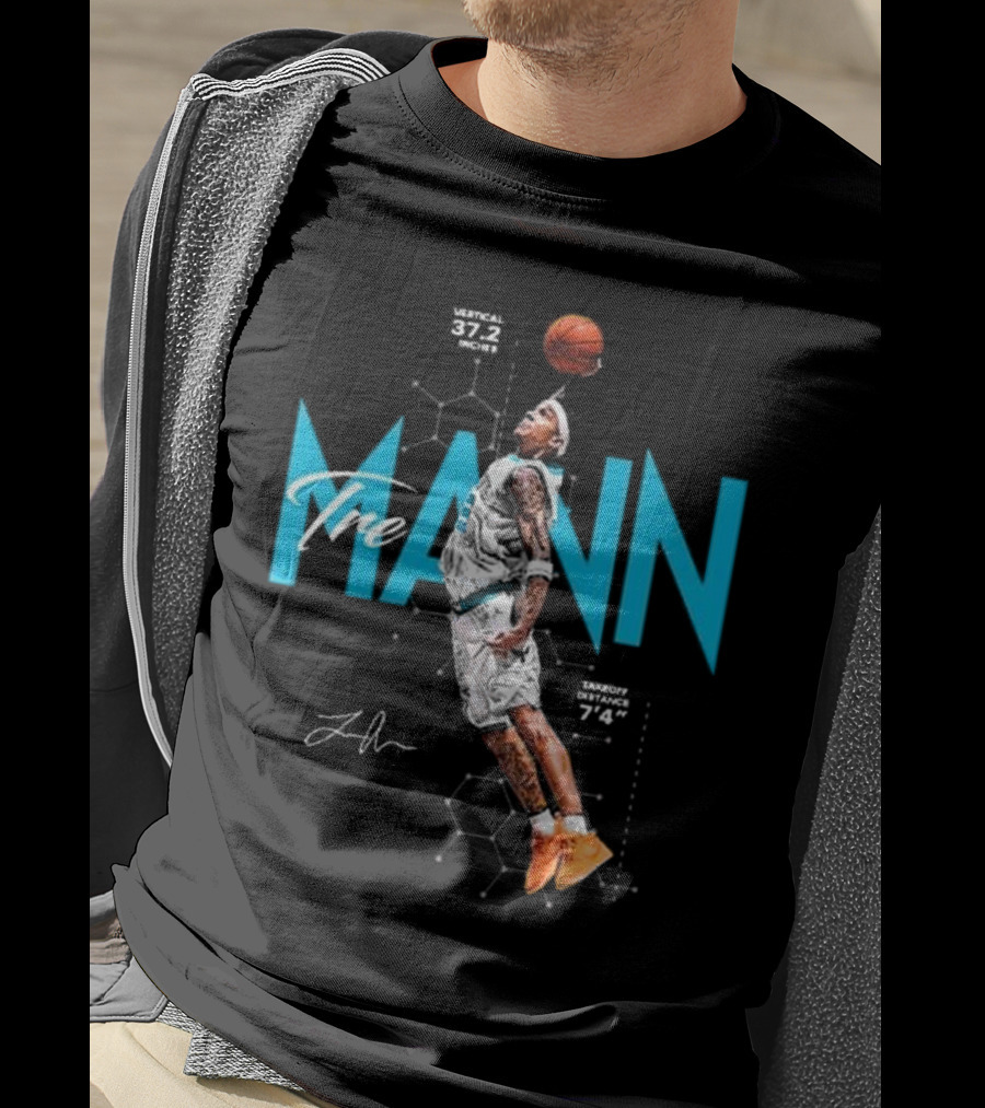 Tre Mann Vertical Jump Basketball Dunk 37.2 Inches Charlotte Hornets T-Shirt