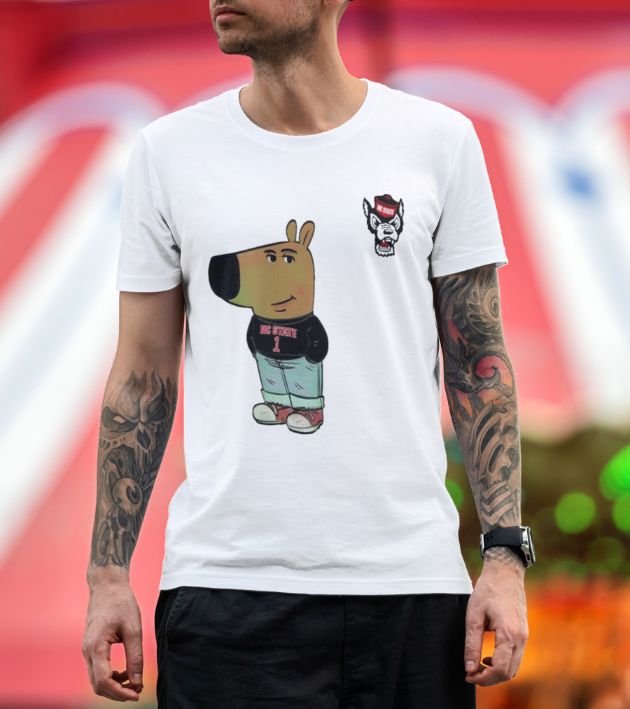 NC State Wolfpack Chill Guy Bear in Jersey and Jeans T-Shirt