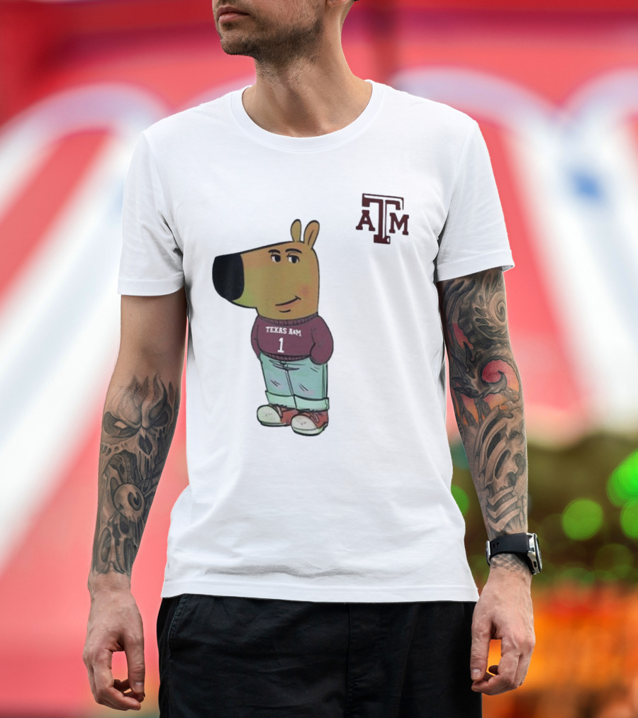 Texas A&M Aggies Chill Guy Character with A&M Logo and Jersey T-Shirt