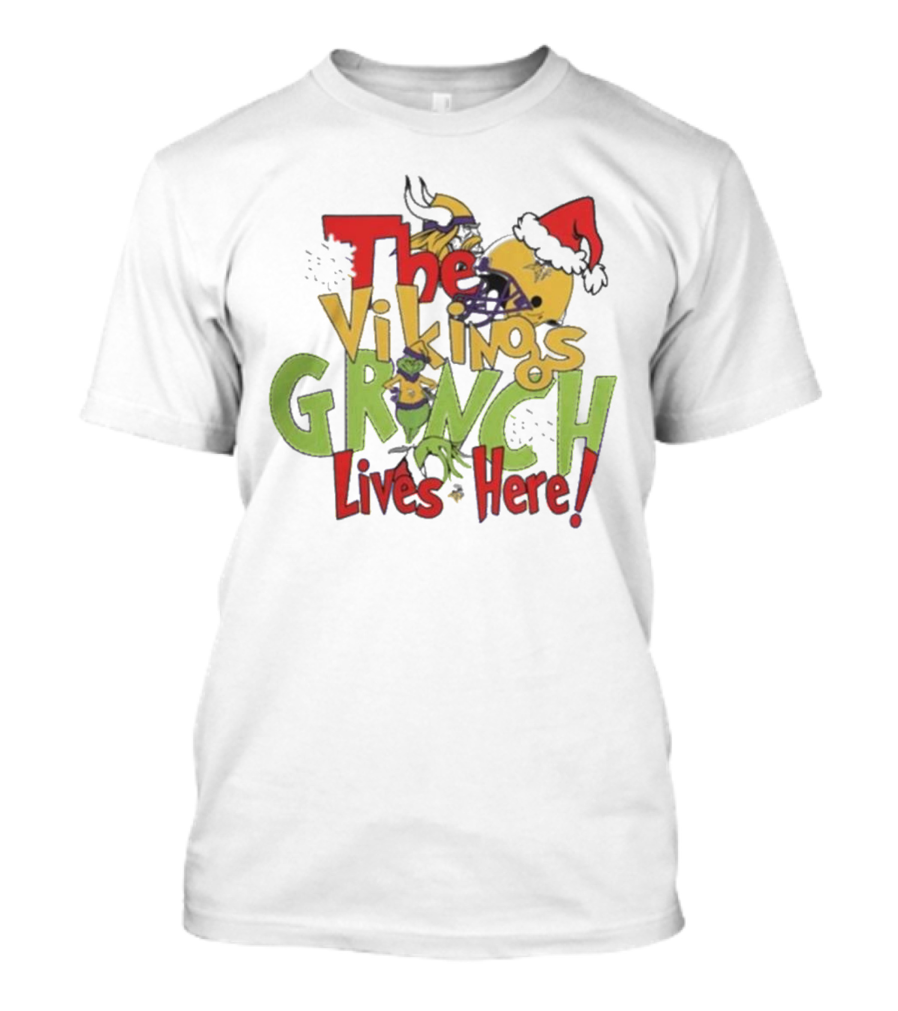 The Minnesota Vikings Grinch Lives Here Holiday T-Shirt