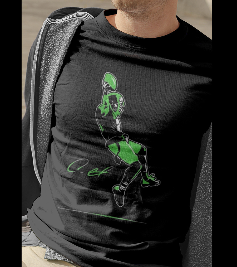 Coby Bryant Legendary Green Football Celebration Signature T-Shirt
