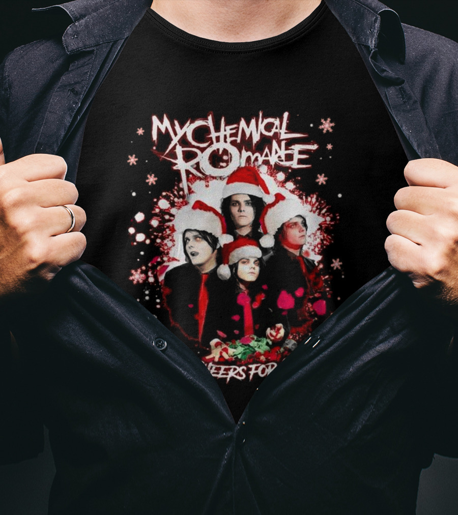 My Chemical Romance Three Cheers For Christmas Santa Hats T-Shirt