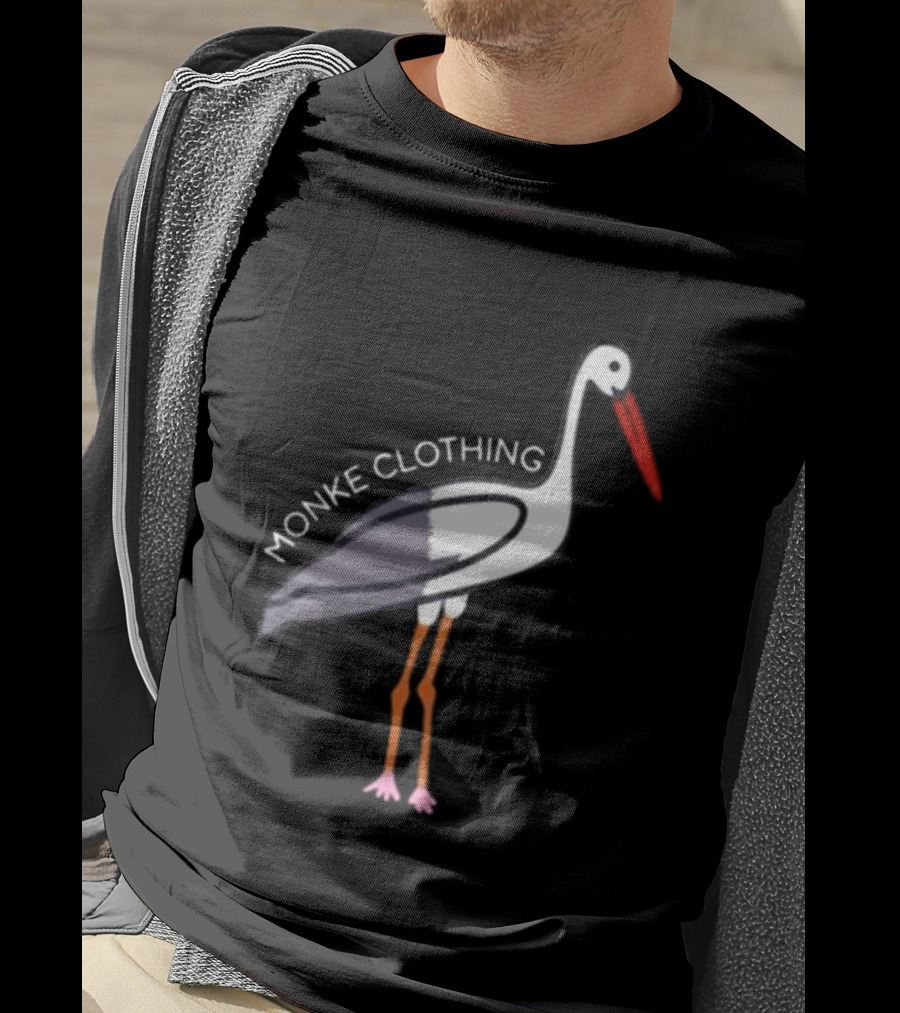 Monke Clothing Stork Woven Design With Stork T-Shirt