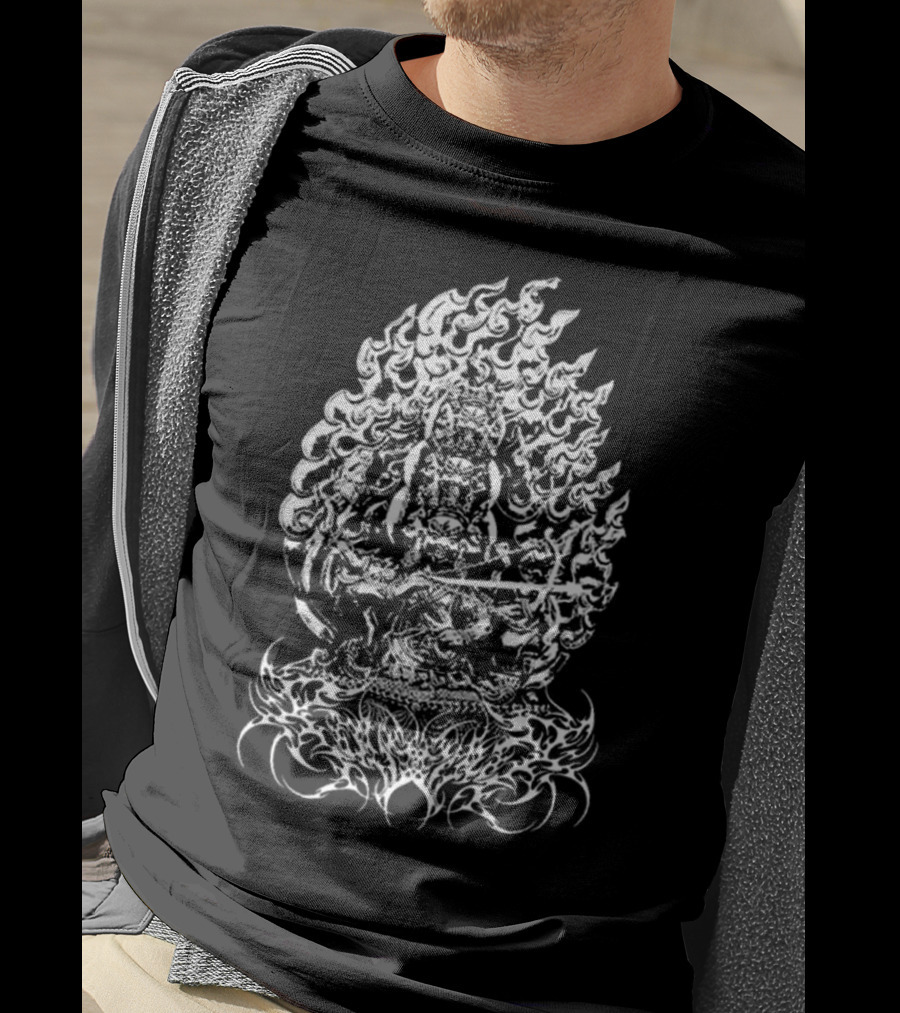 Rahula Polyphia Buddhist Deity Intricate Flame T-Shirt