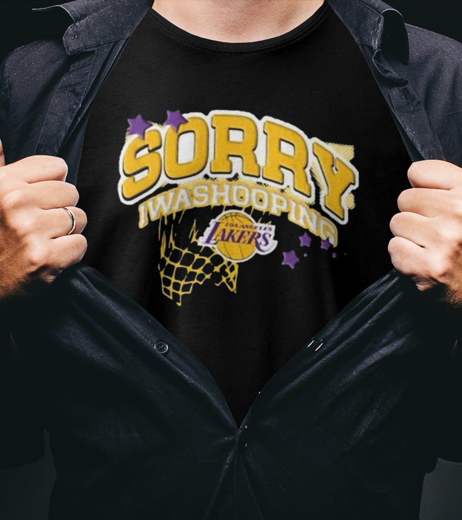 Los Angeles Lakers Sorry I Was Hooping Basketball Net And Stars T-Shirt