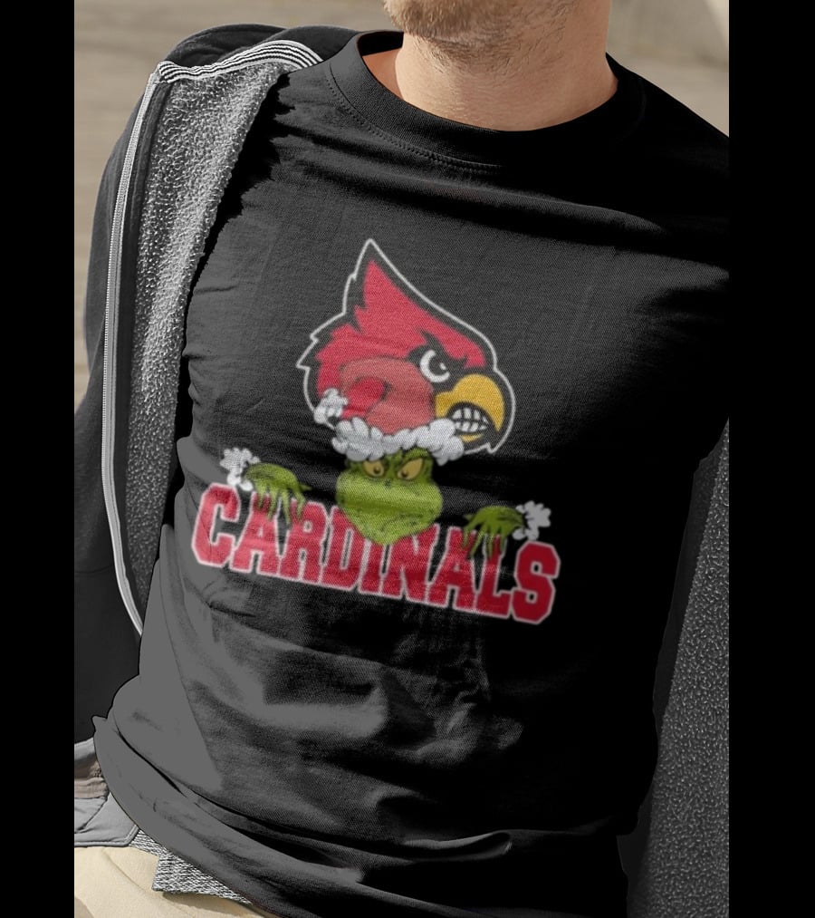 NCAA Louisville Cardinals Grinch Christmas Football T-Shirt