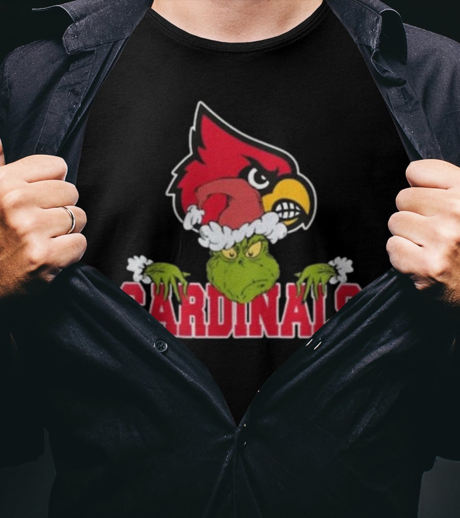 NCAA Louisville Cardinals Grinch Christmas Football T-Shirt
