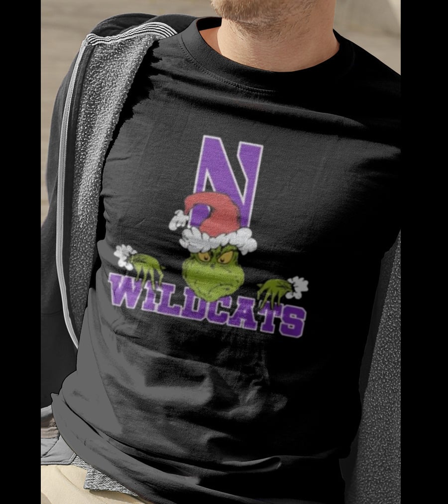 NCAA Northwestern Wildcats Grinch Christmas Football T-Shirt