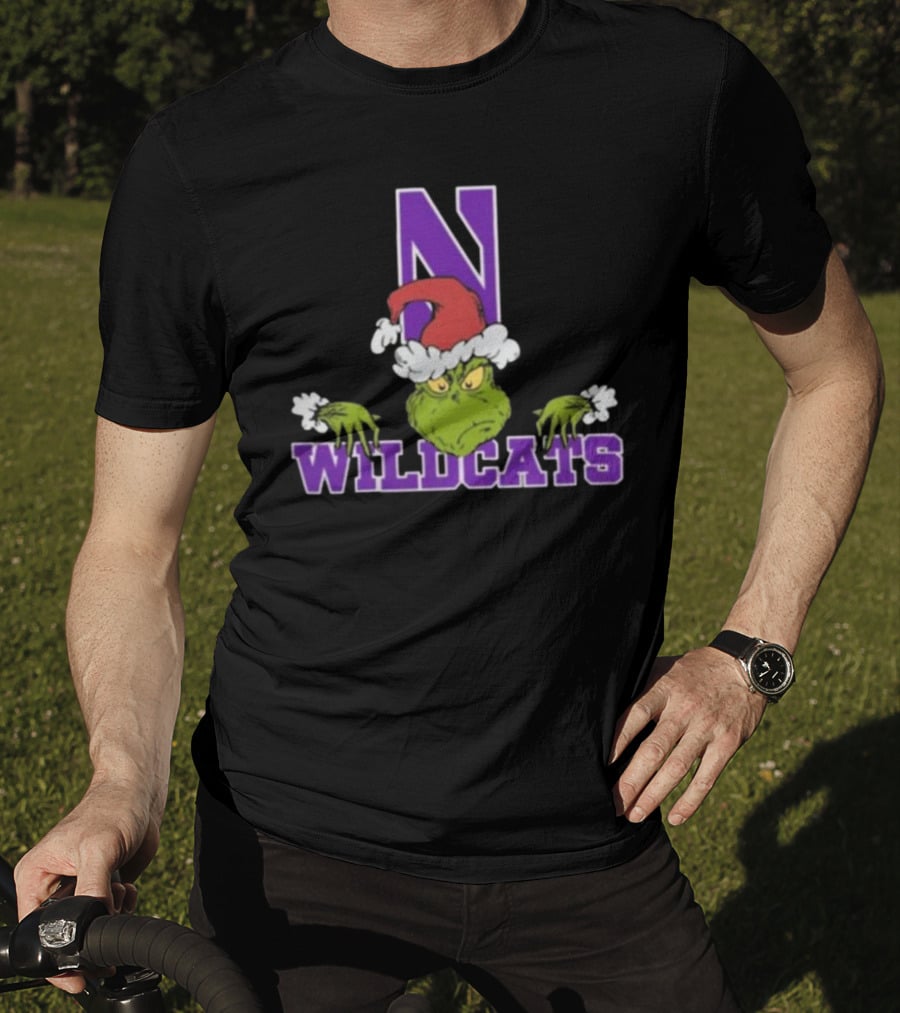 NCAA Northwestern Wildcats Grinch Christmas Football T-Shirt