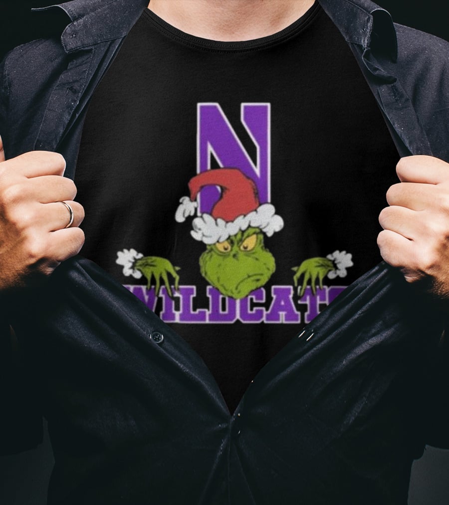 NCAA Northwestern Wildcats Grinch Christmas Football T-Shirt