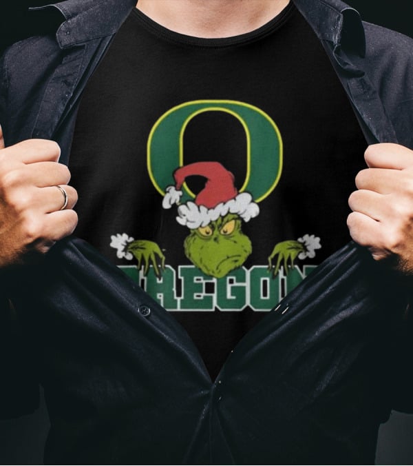 NCAA Oregon Ducks Grinch Christmas Football T-Shirt