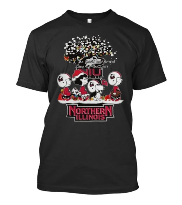 Peanuts Merry Christmas Northern Illinois Huskies Most Wonderful Time Of The Year T-Shirt