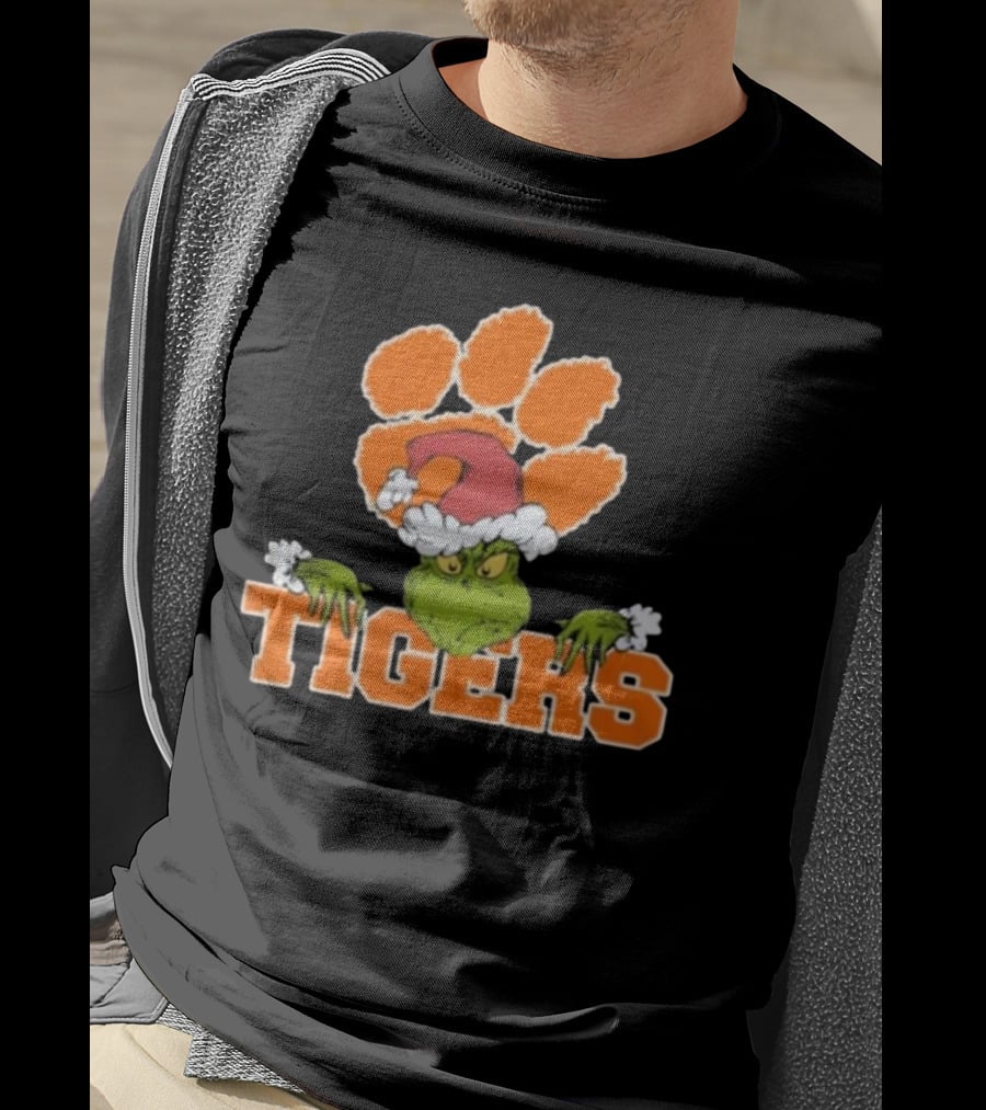 NCAA Clemson Tigers Grinch Christmas Football T-Shirt