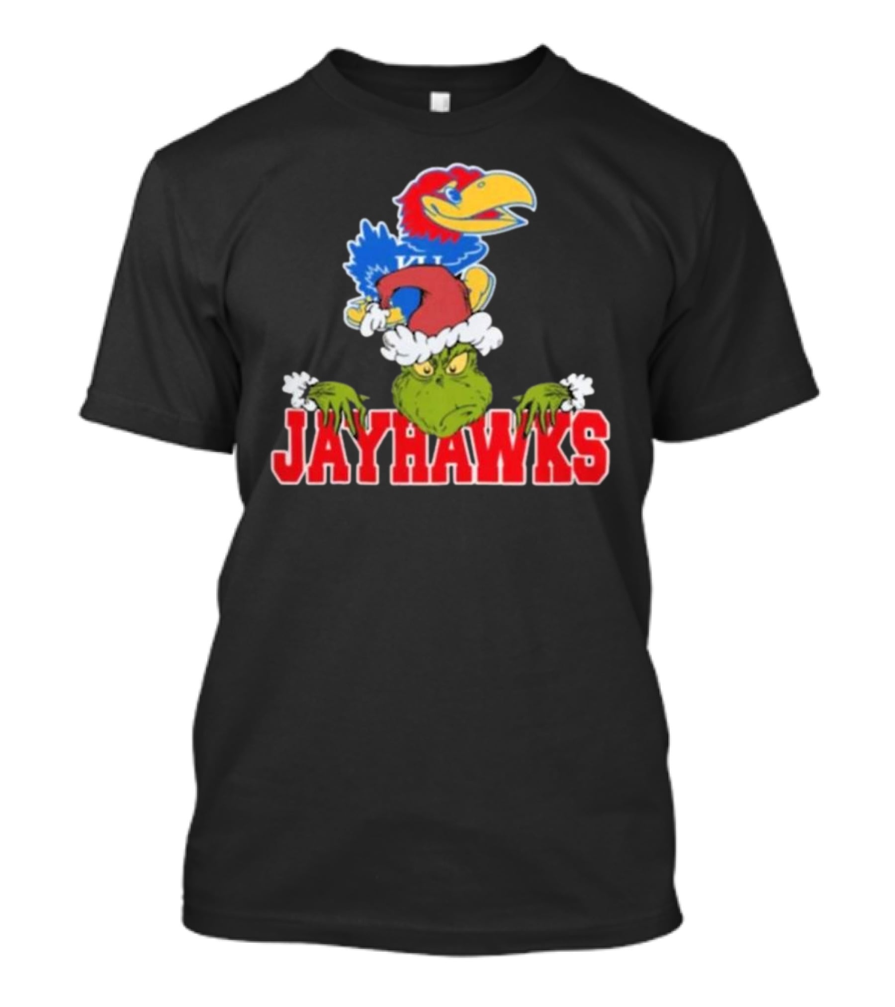 Kansas Jayhawks Grinch Christmas NCAA Football T-Shirt