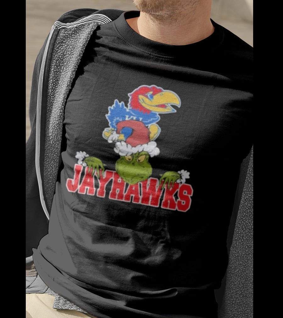 Kansas Jayhawks Grinch Christmas NCAA Football T-Shirt