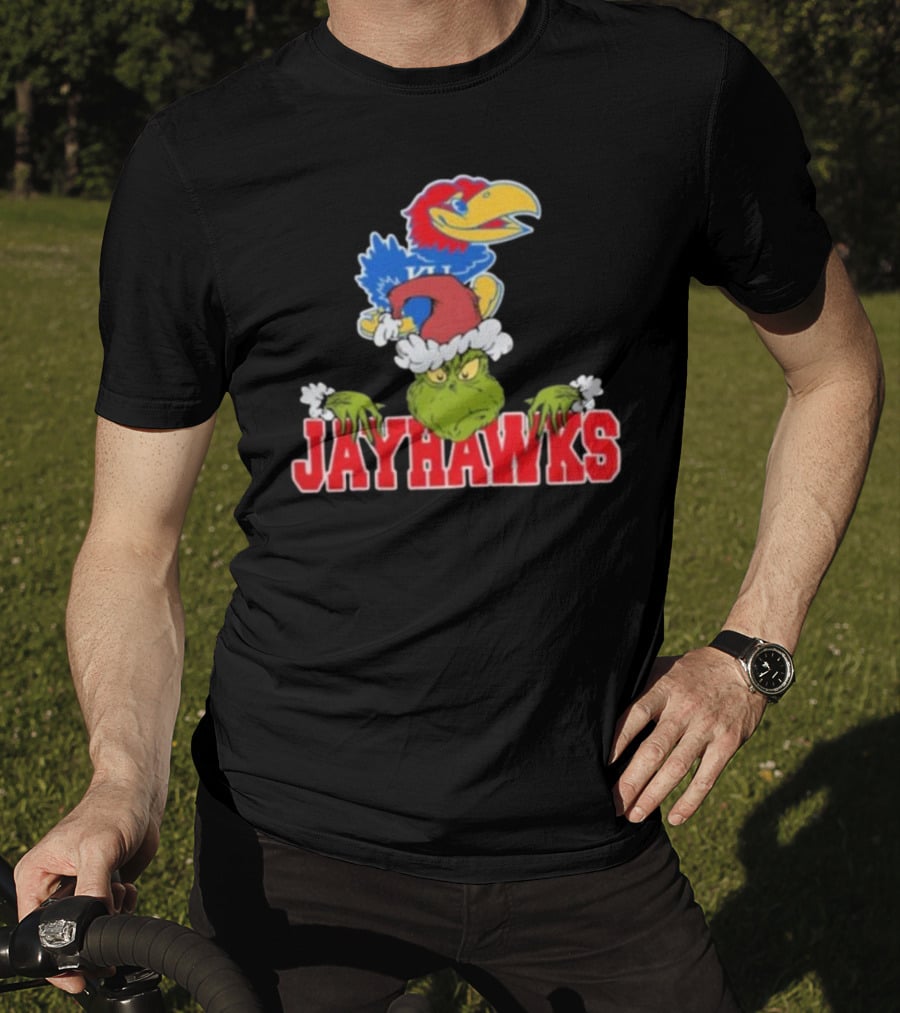 Kansas Jayhawks Grinch Christmas NCAA Football T-Shirt