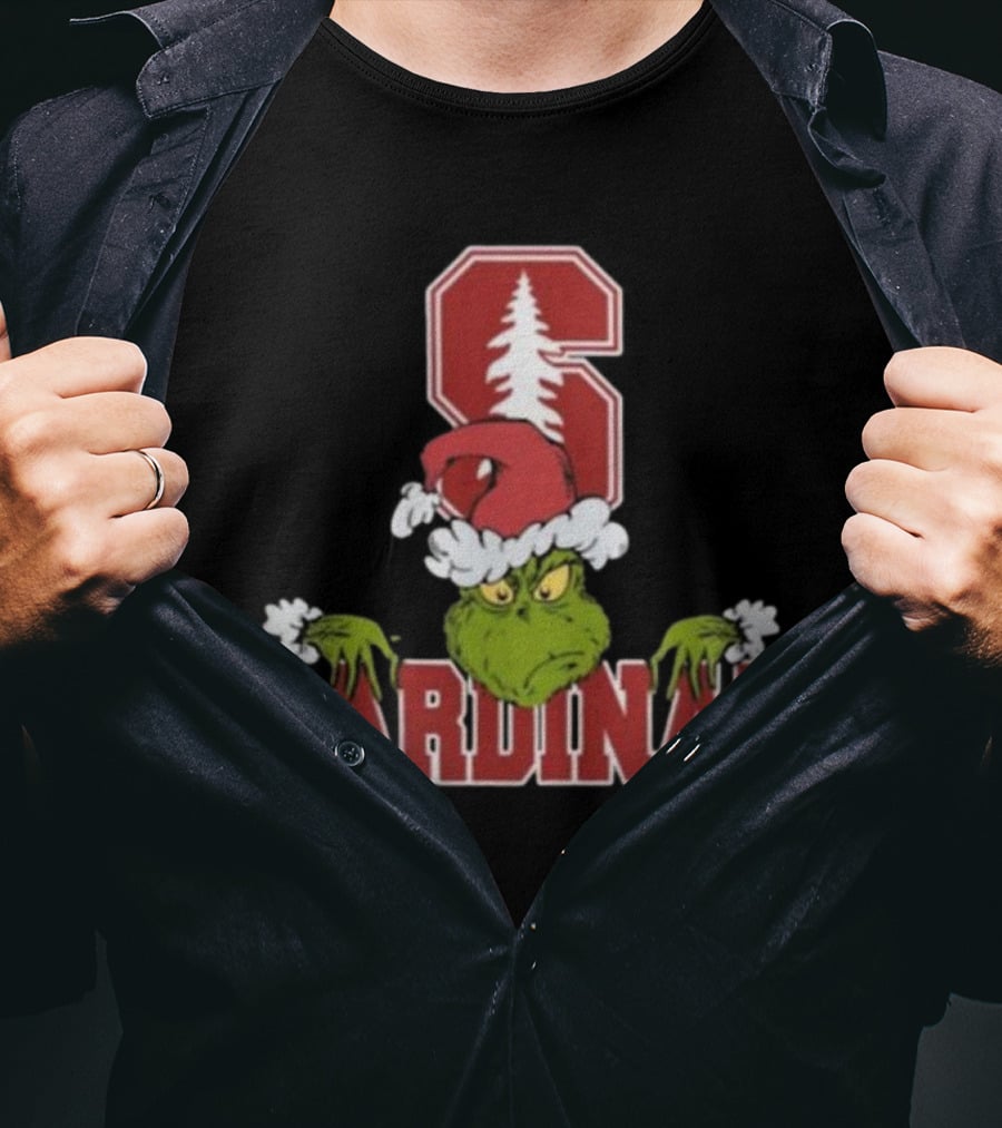 NCAA Stanford Cardinal Grinch Christmas Football T-Shirt