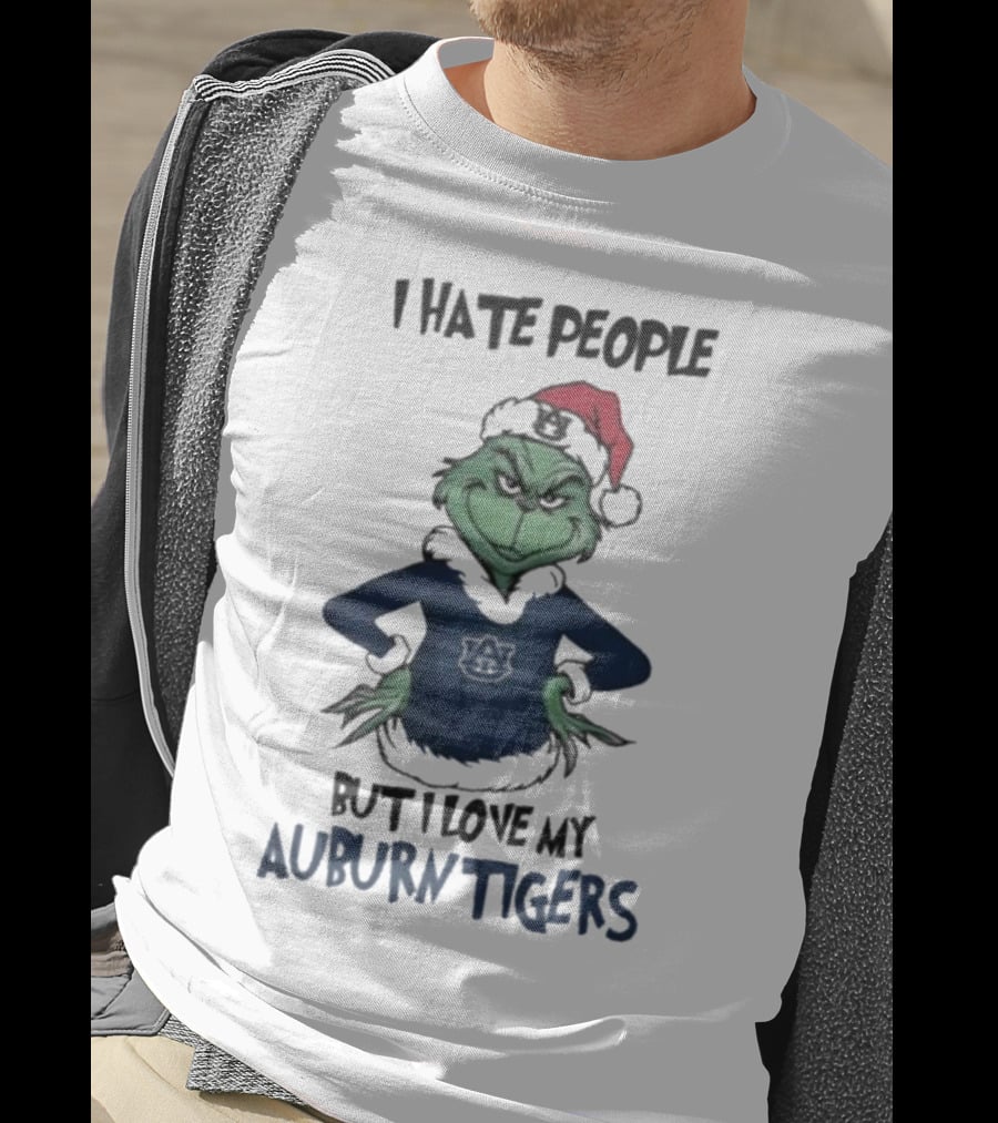 I Hate People But I Love My Auburn Tigers Grinch Christmas T-Shirt