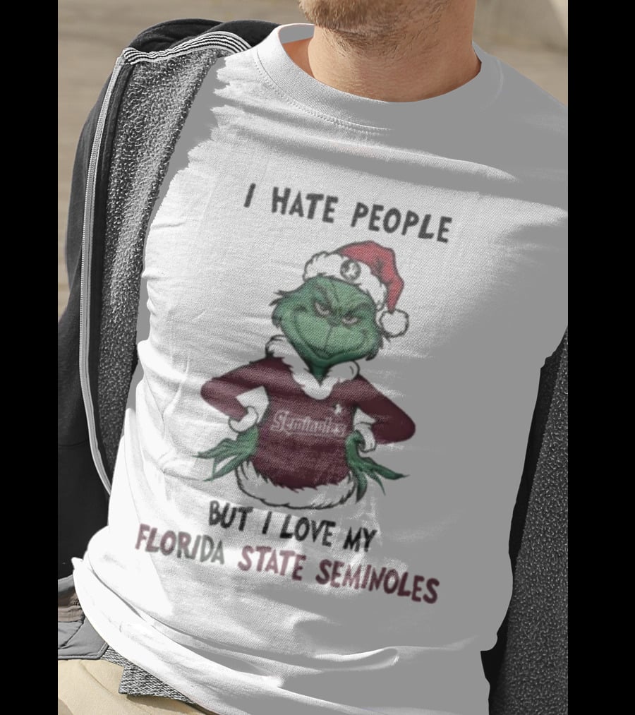 I Hate People But I Love My Florida State Seminoles Grinch Christmas T-Shirt