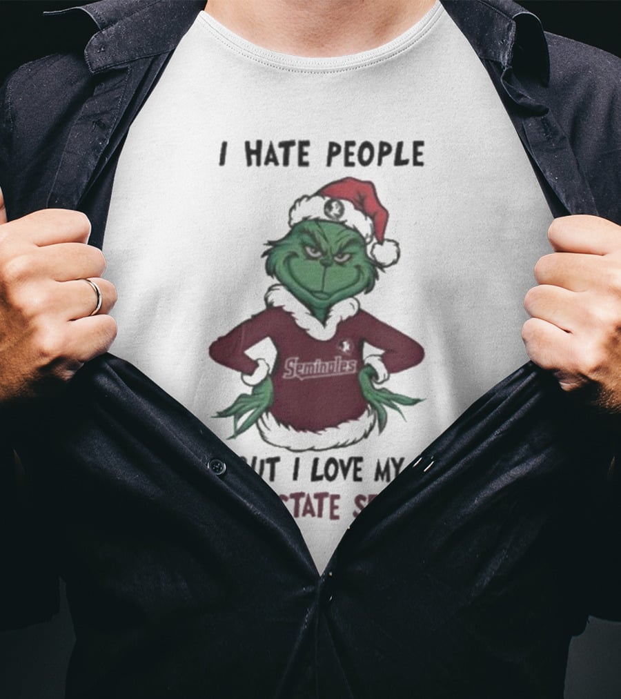 I Hate People But I Love My Florida State Seminoles Grinch Christmas T-Shirt
