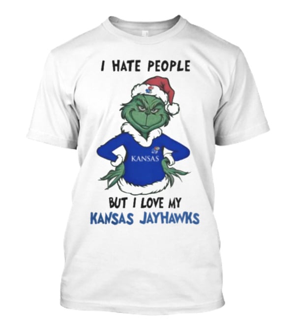 I Hate People But I Love My Kansas Jayhawks Grinch Christmas T-Shirt