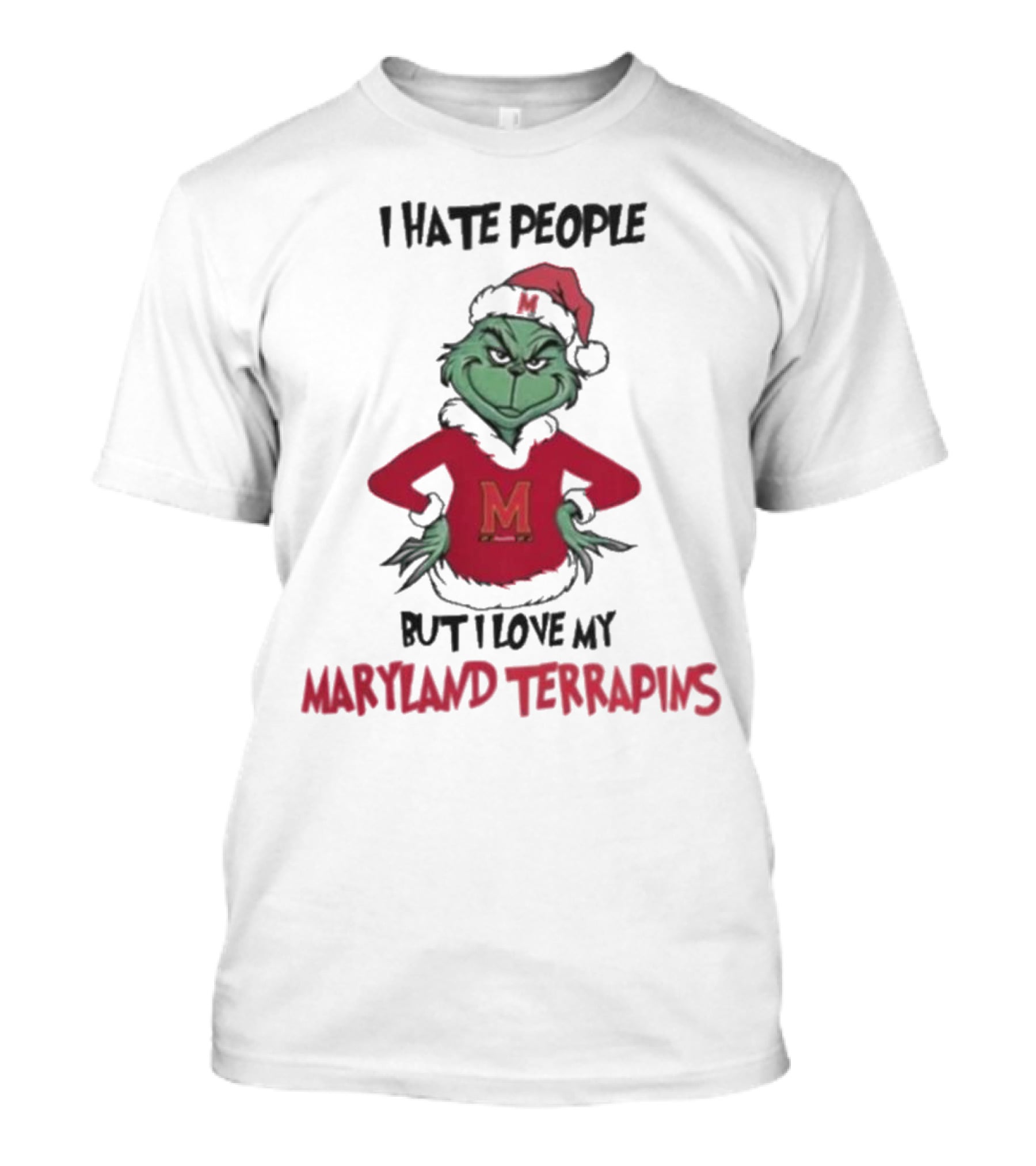 I Hate People But I Love My Maryland Terrapins Grinch Christmas T-Shirt