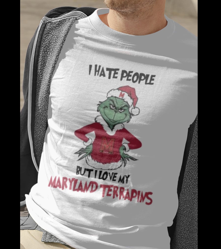 I Hate People But I Love My Maryland Terrapins Grinch Christmas T-Shirt