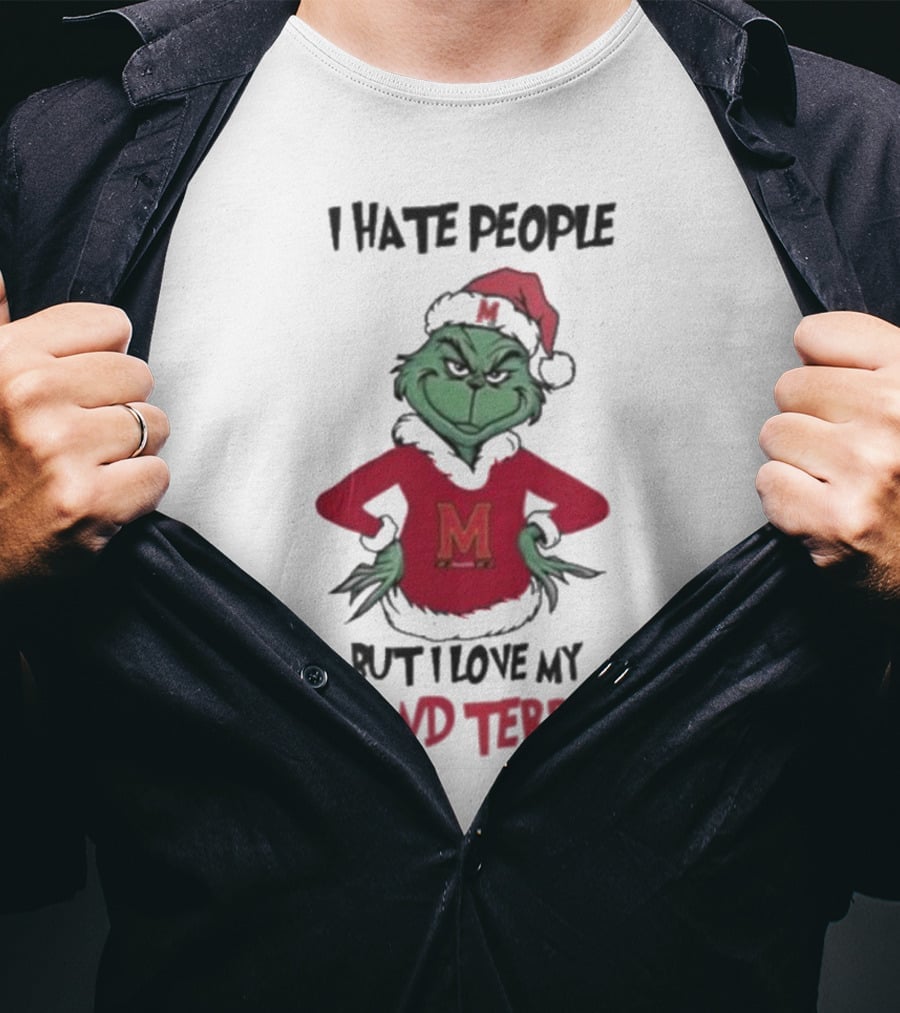 I Hate People But I Love My Maryland Terrapins Grinch Christmas T-Shirt