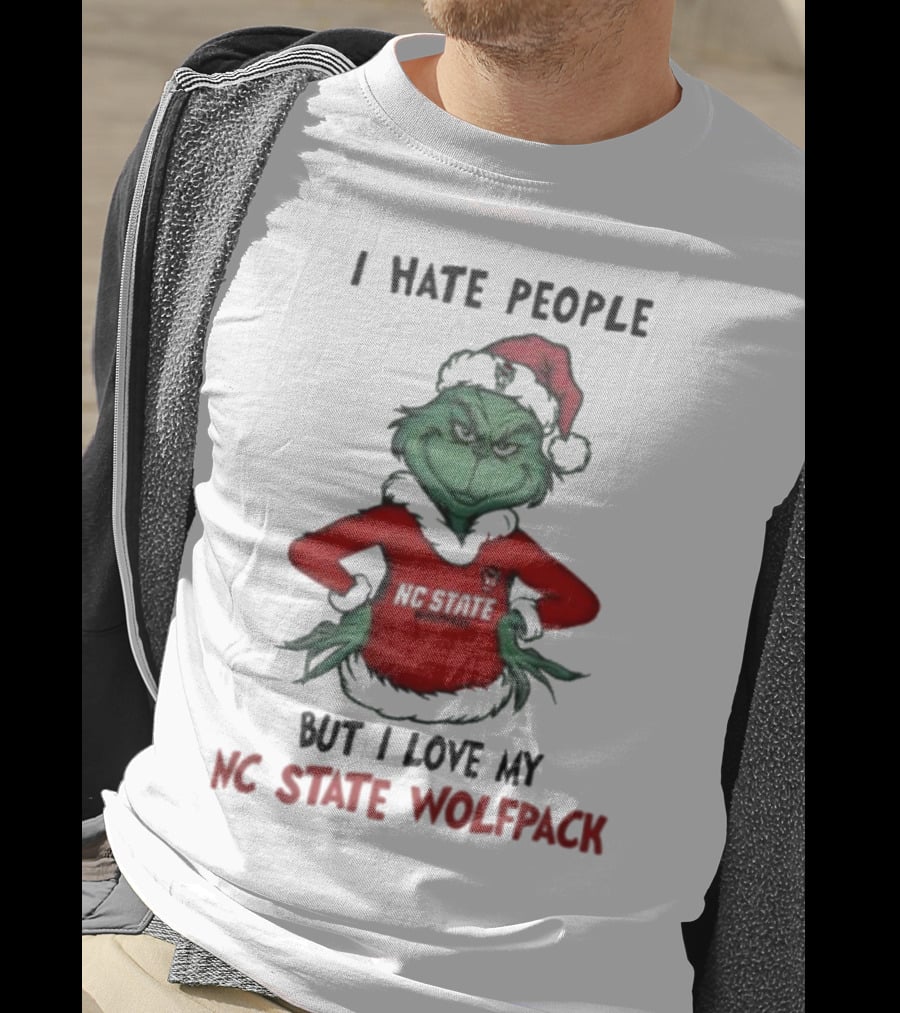 I Hate People But I Love My NC State Wolfpack Grinch Christmas T-Shirt