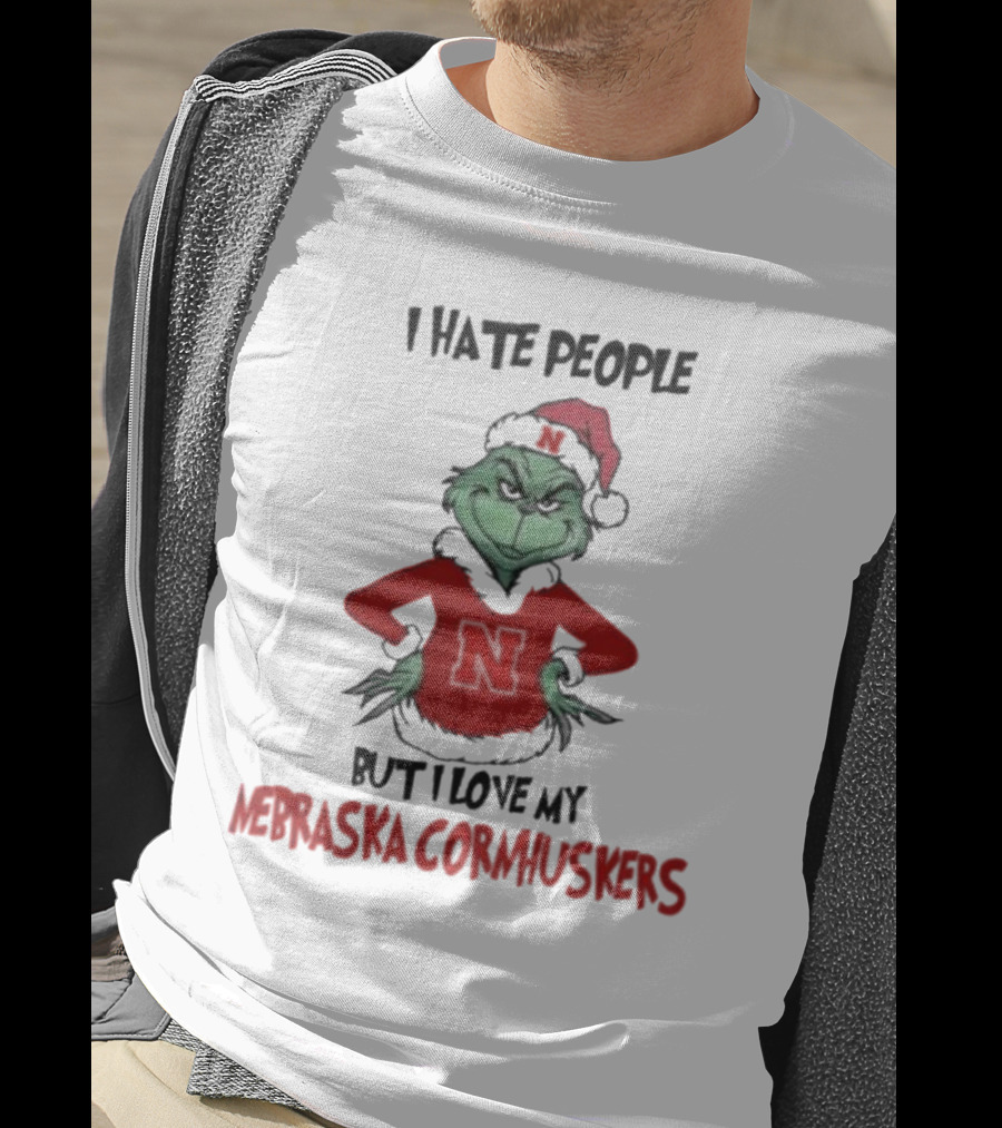 I Hate People But I Love My Nebraska Cornhuskers Grinch Christmas T-Shirt