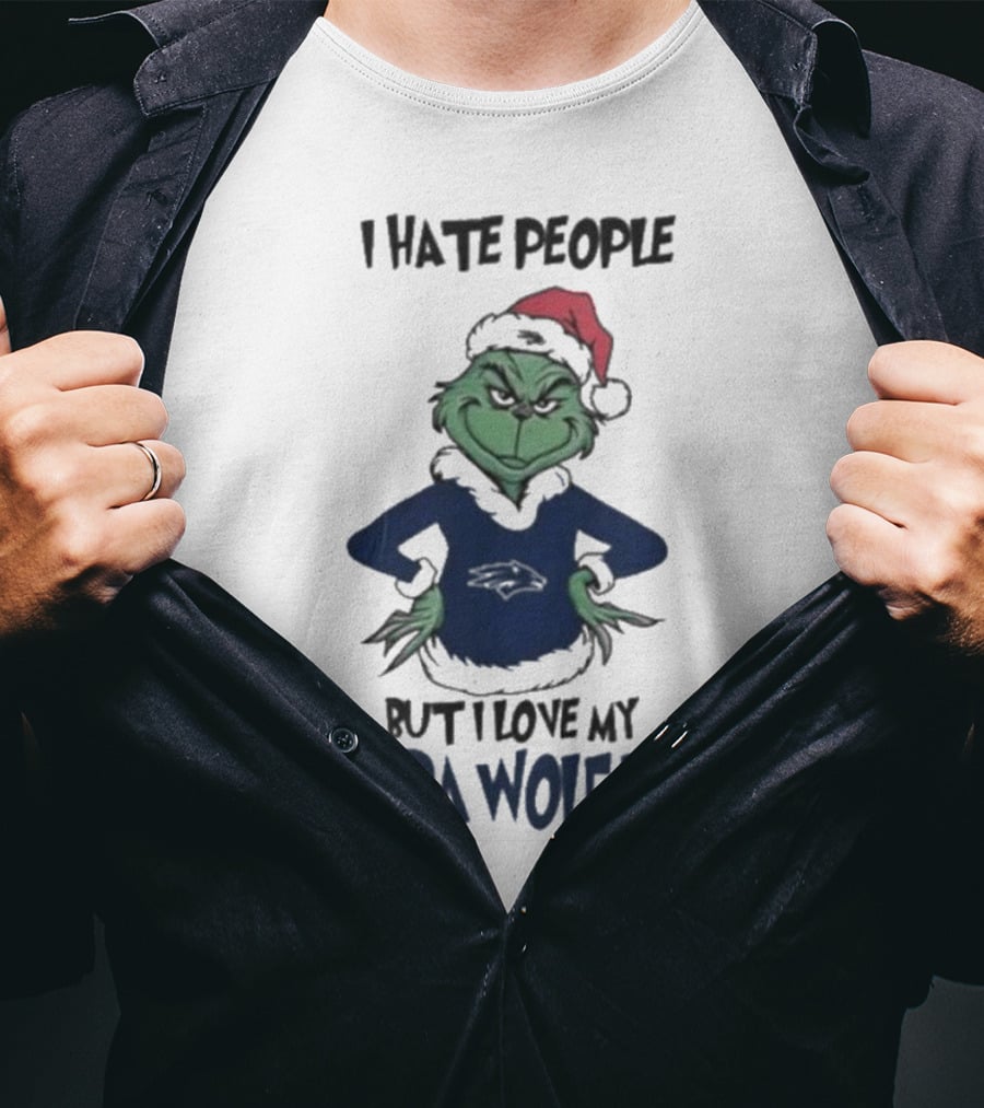 Grinch I Hate People But I Love My Nevada Wolf Pack Merry Christmas T-Shirt
