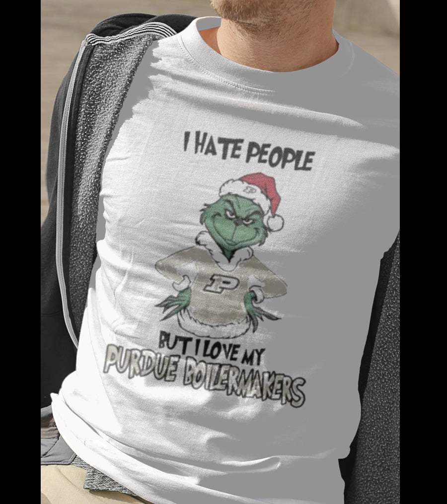 I Hate People But I Love My Purdue Boilermakers Grinch Christmas T-Shirt
