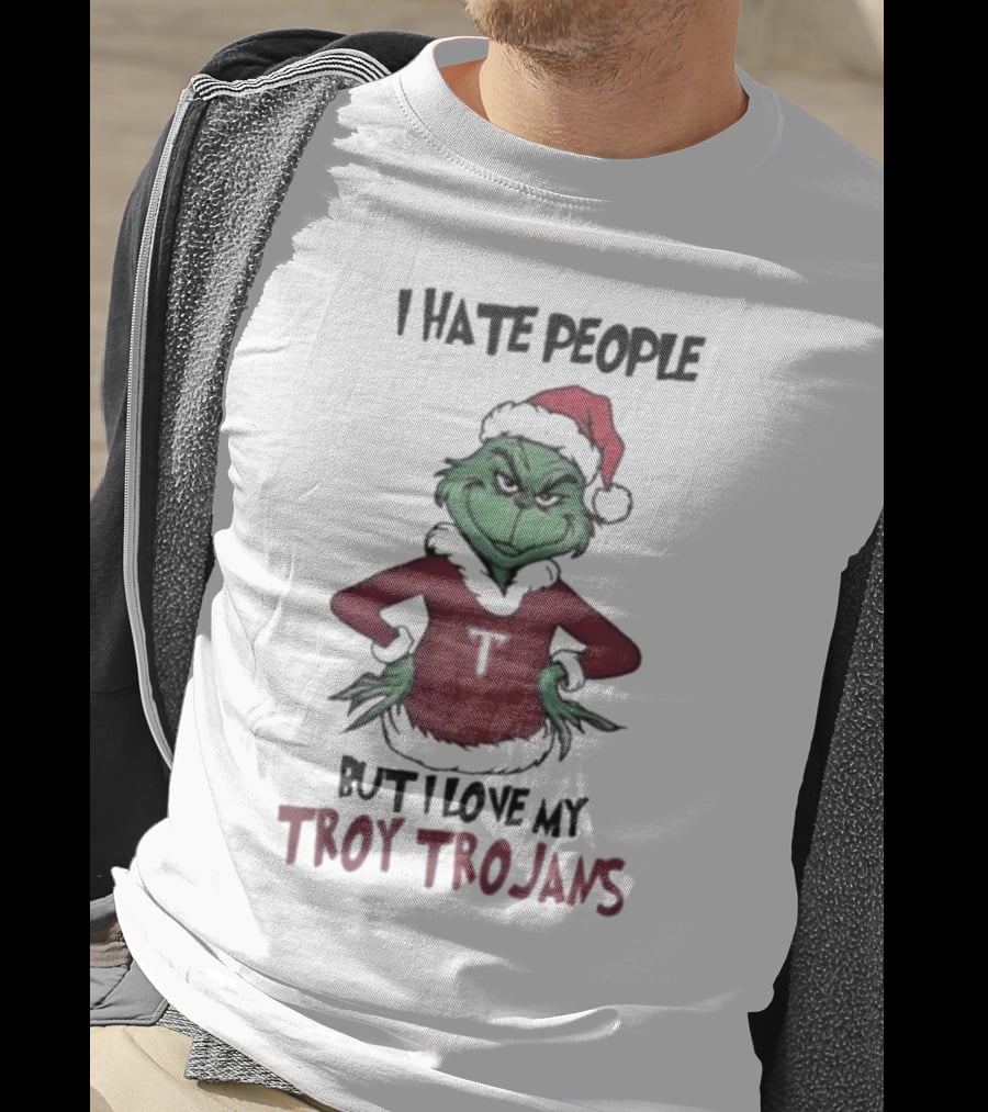 I Hate People But I Love My Troy Trojans Grinch Christmas T-Shirt