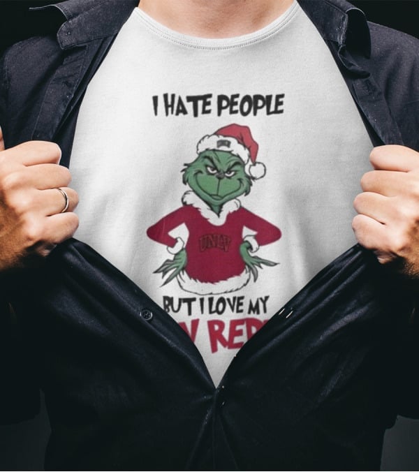 I Hate People But I Love My UNLV Rebels Grinch Christmas Fan T-Shirt