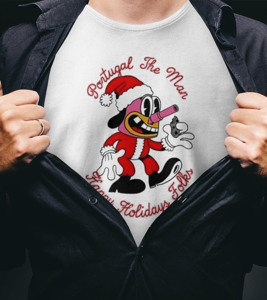Portugal The Man Happy Holidays Folks Santa Character Act Now T-Shirt