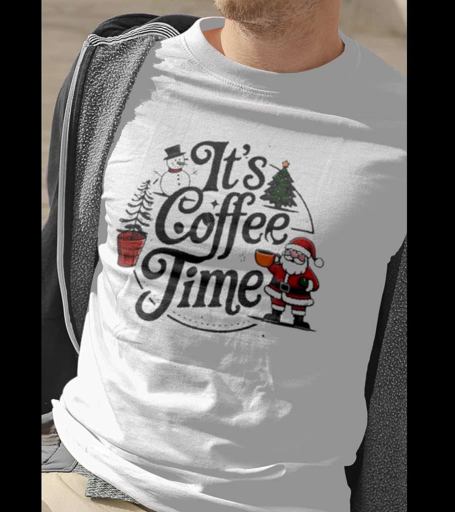 Abby Berner It’s Coffee Time Santa Snowman Christmas Holiday T-Shirt