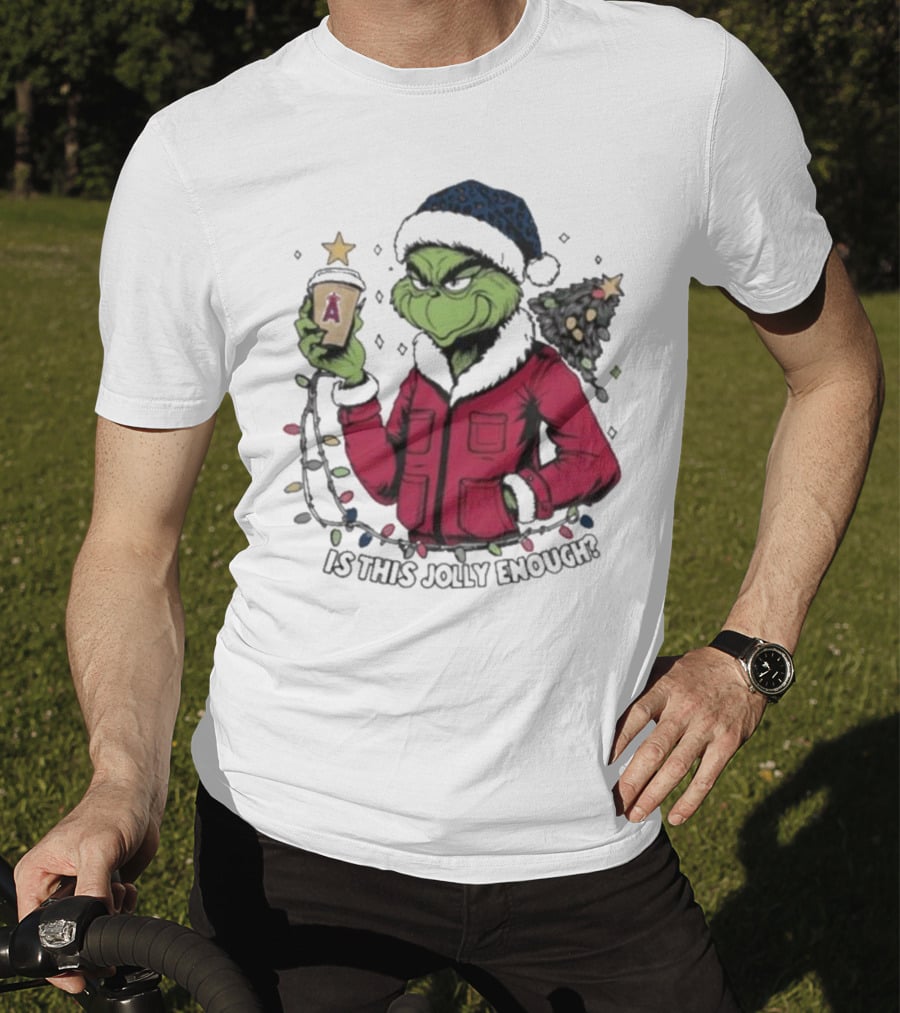 Merry Christmas Los Angeles Angels Santa Grinch Is This Jolly Enough T-Shirt