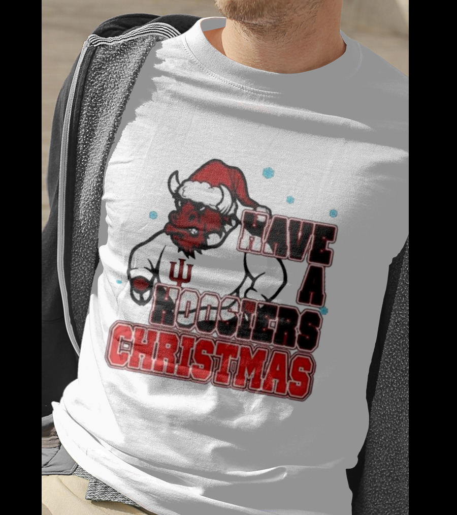 Have A Hoosiers Christmas Indiana Hoosiers Santa Mascot T-Shirt