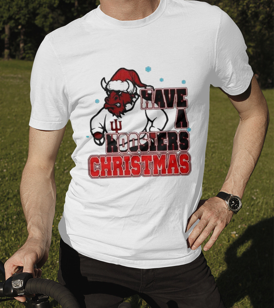 Have A Hoosiers Christmas Indiana Hoosiers Santa Mascot T-Shirt